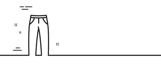 Pants line icon. Trousers wear sign. Fabric jeans symbol. Minimal line illustration background. Pants line icon pattern banner. White web template concept. Vector