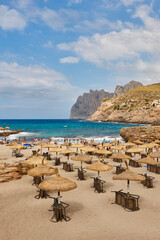 Fototapeta na wymiar Balearic islands coastline. Molins cove in Mallorca. Tourism in Spain