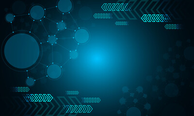 Abstract technology background Hitech communication concept. Dark blue background.