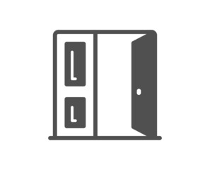 Open door icon. Entrance doorway sign. Building exit symbol. Classic flat style. Quality design element. Simple open door icon. Vector