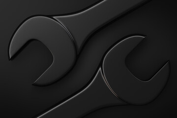 Wrenches on the surface. Dark style
