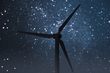 Wind generator at night. Alternative energy sources