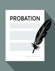 probation paper, feather and ink, vector illustration  - obrazy, fototapety, plakaty