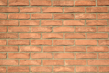 Old, bright, reliable and strong orange brick wall texture.