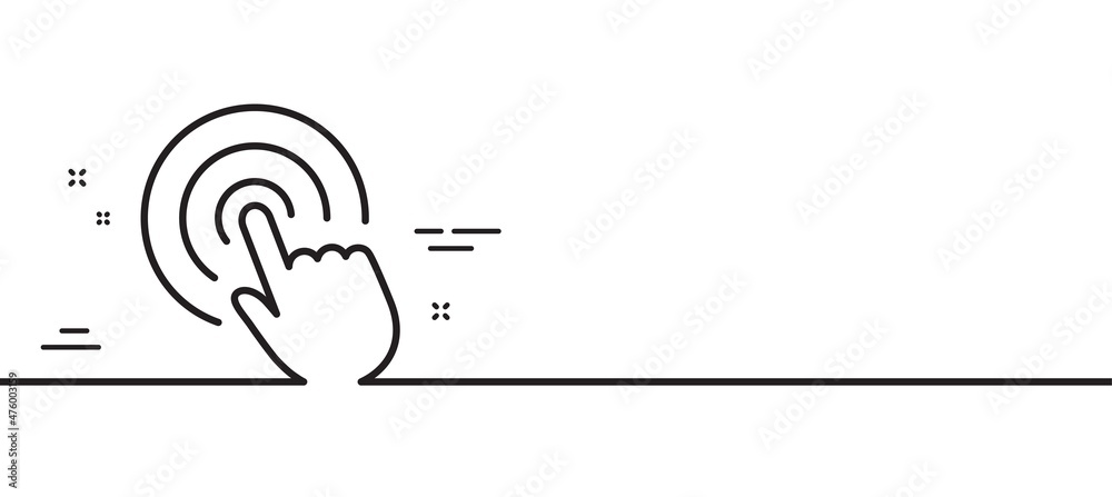 Poster hand click line icon. finger touch sign. cursor pointer symbol. minimal line illustration background
