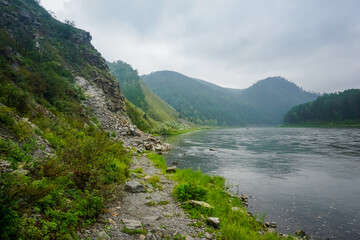 Fototapeta na wymiar The Mana river in Krasnoyarsk in summer