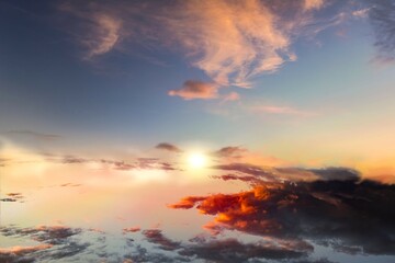 Naklejka na ściany i meble Clouds or sunrise morning, background sky sunset
