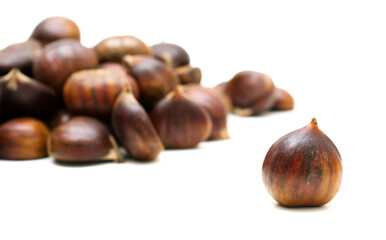 Fresh chestnuts close up.