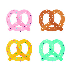 Set of diffedern colored pretzem emoji vector
