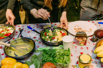 collective cooking salad food kitchen food tomato