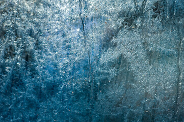 Ice patterns on winter glass
