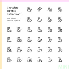 Chocolate flavors outline icons