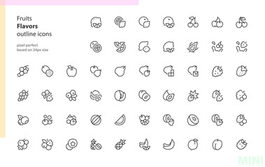 Fruits flavors outline icons