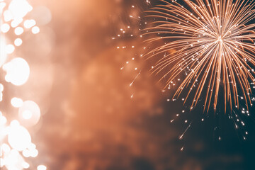 Fireworks at New Year. Abstract holiday background.