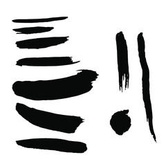 Vector grunge brush strokes . Distressed Paint stripe. Set of Black isolated paintbrush. Textured shape.