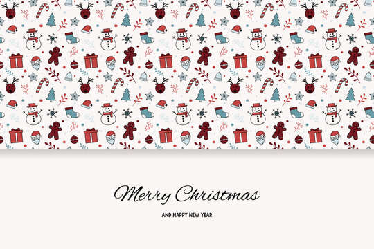 Christmas card with wishes. Xmas concept with ornaments. Vector