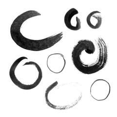 Sumi-e ink painting strokes. and rounds Minimalism zen style.