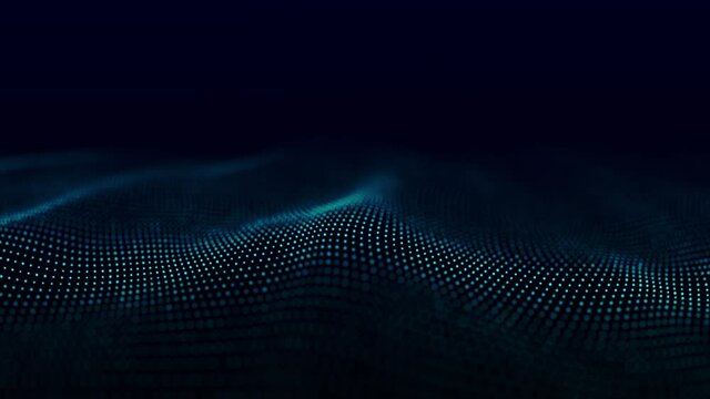 Dynamic sound wave. Blue energy flow concept. Cyberspace background. 3D rendering.