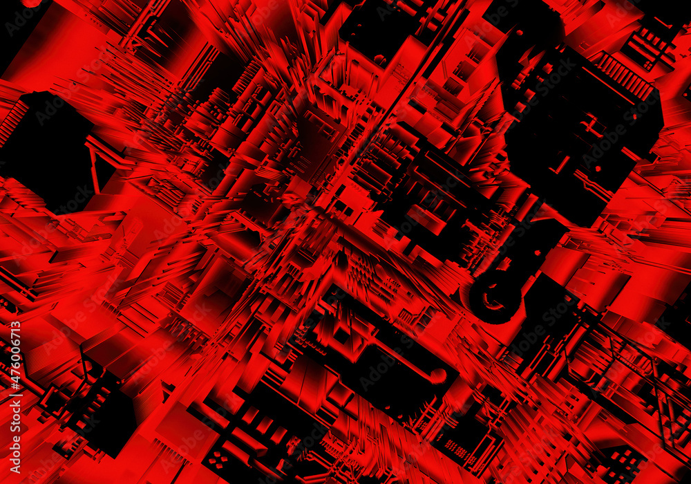 Aufkleber red and black geometric pattern. abstraction based on a printed circuit board. background without fo