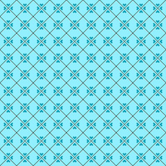 simple vector pixel art seamless pattern of minimalistic light blue or turquoise rhomboid tile grid with heart shapes