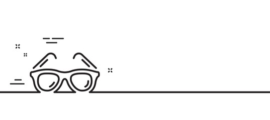 Travel sunglasses line icon. Trip sun glasses sign. Holidays symbol. Minimal line illustration background. Sunglasses line icon pattern banner. White web template concept. Vector