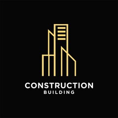 Home and building construction logo template vector, architectural line style building