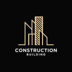 Home and building construction logo template vector, architectural line style building