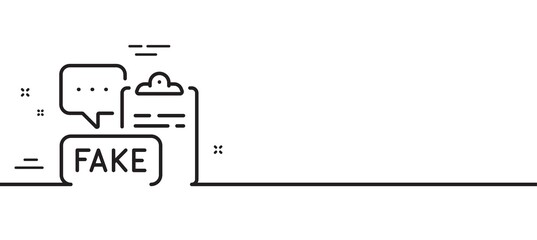 Fake document line icon. Propaganda conspiracy clipboard sign. Wrong truth symbol. Minimal line illustration background. Fake document line icon pattern banner. White web template concept. Vector
