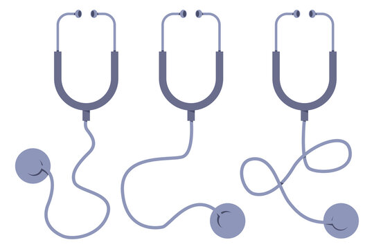 Stethoscopes vector cartoon set isolated on a white background.