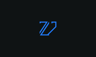 Initial letter ZV uppercase modern lines logo design template elements. Logo Design.