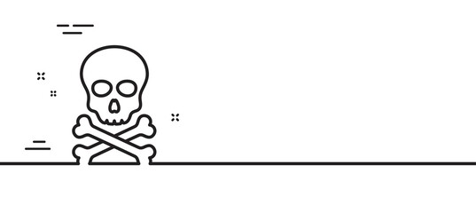 Chemical hazard line icon. Laboratory toxic sign. Death skull symbol. Minimal line illustration background. Chemical hazard line icon pattern banner. White web template concept. Vector