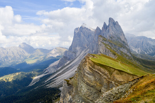 Beautiful view of the mountains in Seceda, Dolomitas, Italia