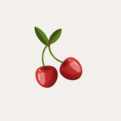 Realistic depiction of cherries. Vector graphics