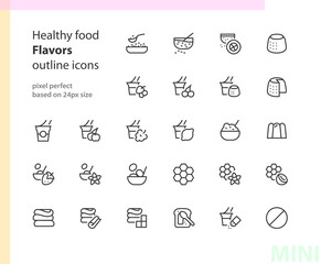 Healthy food flavors outline icons