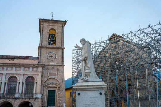 Norcia, Umbria, Italy: the church of San Benedetto detroyed by earthquake