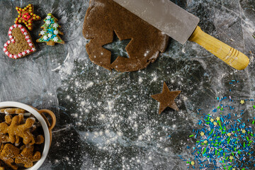 Preparation of Christmas cookies.