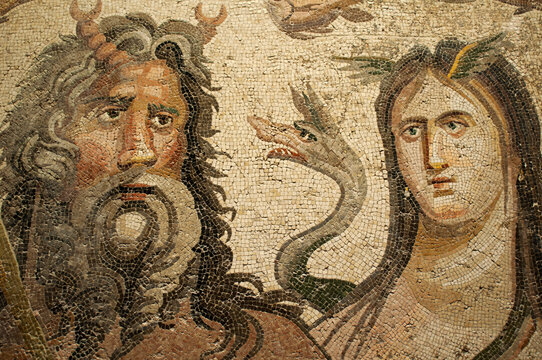 Details of mosaics from Zeugma Museum, May 12, 2012, Turkey .