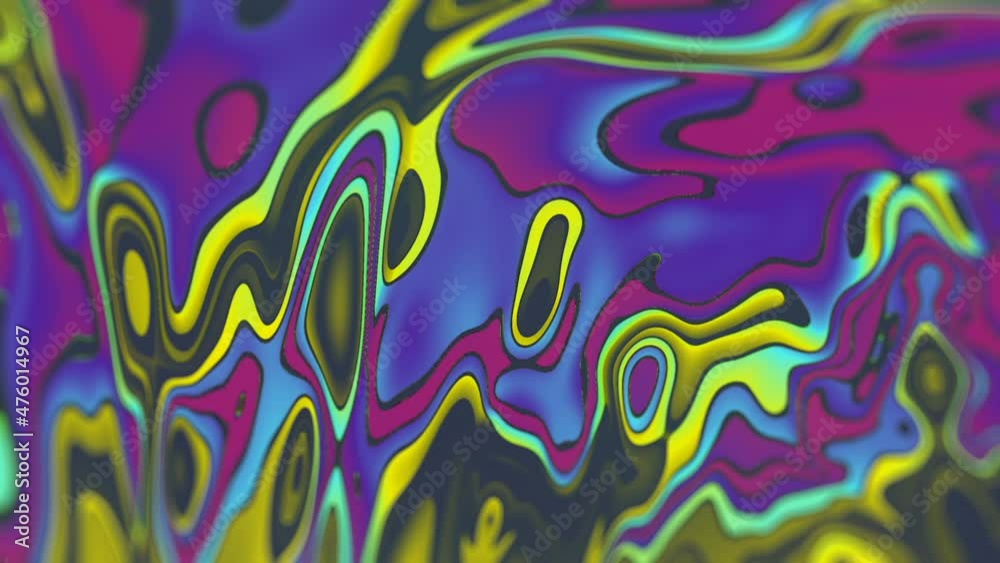 Poster Wave flow iridescent pattern design. 3d rendering loop animation HD