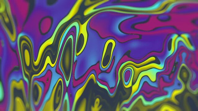 Wave flow iridescent pattern design. 3d rendering loop animation HD
