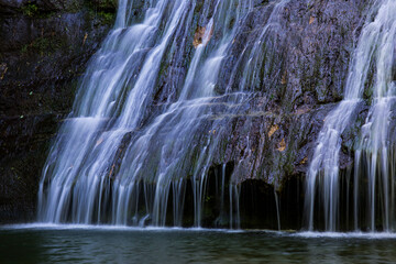 Spring in Gorg De L Olla waterfall in La Garrotxa, Girona, Spain