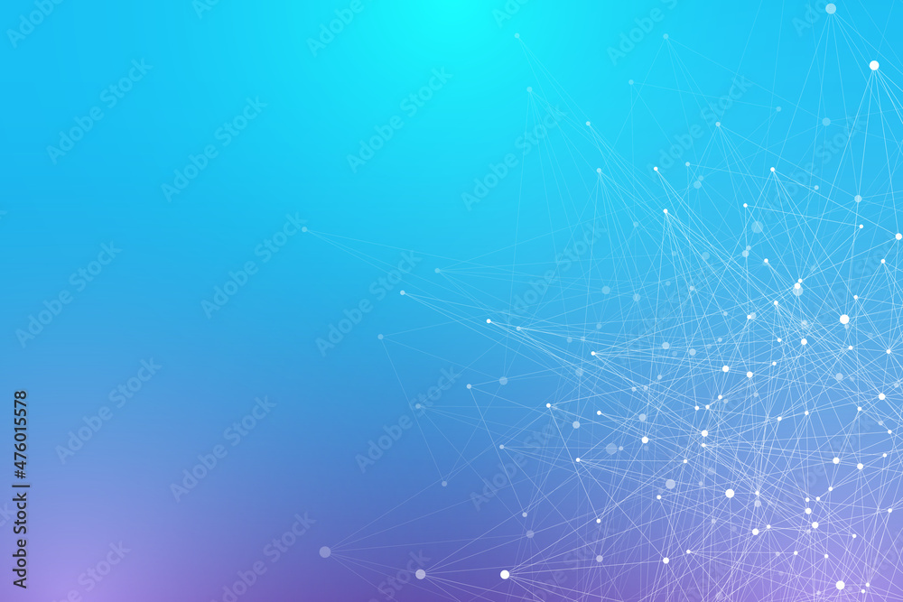 Aufkleber Technology abstract background with connected line and dots. Big data visualization. Artificial Intelligence and Machine Learning Concept Background. Analytical networks illustration