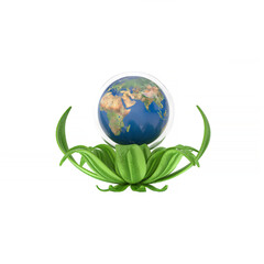 Planet Earth globe in glass ball 3D rendering