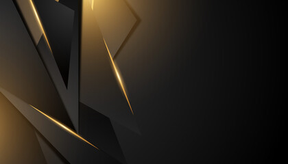 Black abstract background with golden luxury light effect