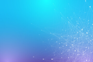 Technology abstract background with connected line and dots. Big data visualization. Artificial Intelligence and Machine Learning Concept Background. Analytical networks illustration