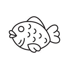 Taiyaki linear icon. Japanese sponge cake in shape of fish. Outline simple vector. Contour isolated pictogram on white background
