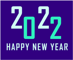 Happy New Year 2022 Abstract Vector Holiday Illustration Design Cyan With Purple Background