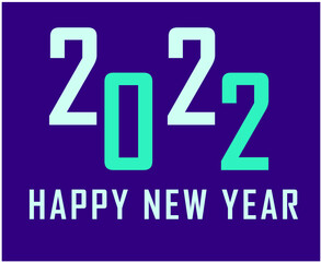 Happy New Year 2022 Abstract Vector Holiday Illustration Design Cyan With Purple Background