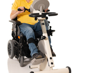 Disabled man have a rehabilitation exercises