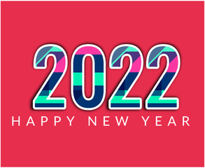 Happy New Year 2022 Abstract Vector Holiday Illustration Design Colorful With Pink Background