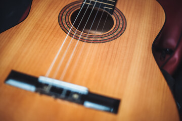 Fototapeta premium Close up detail of a classic guitar